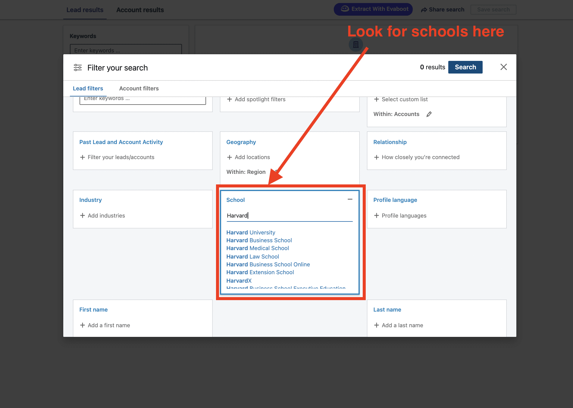 trouver des écoles avec moteurs de recherche sales navigator 