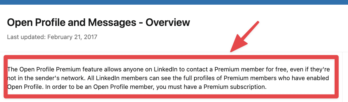 open profile documentação linkedin 