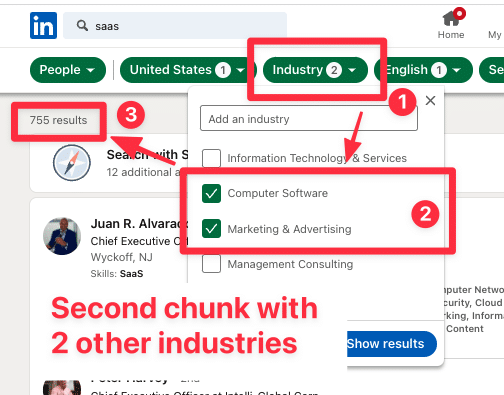 como dividir as suas pesquisas linkedin em diferentes pedaços