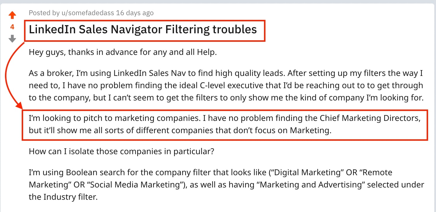 linkedin sales navigator filtering problems