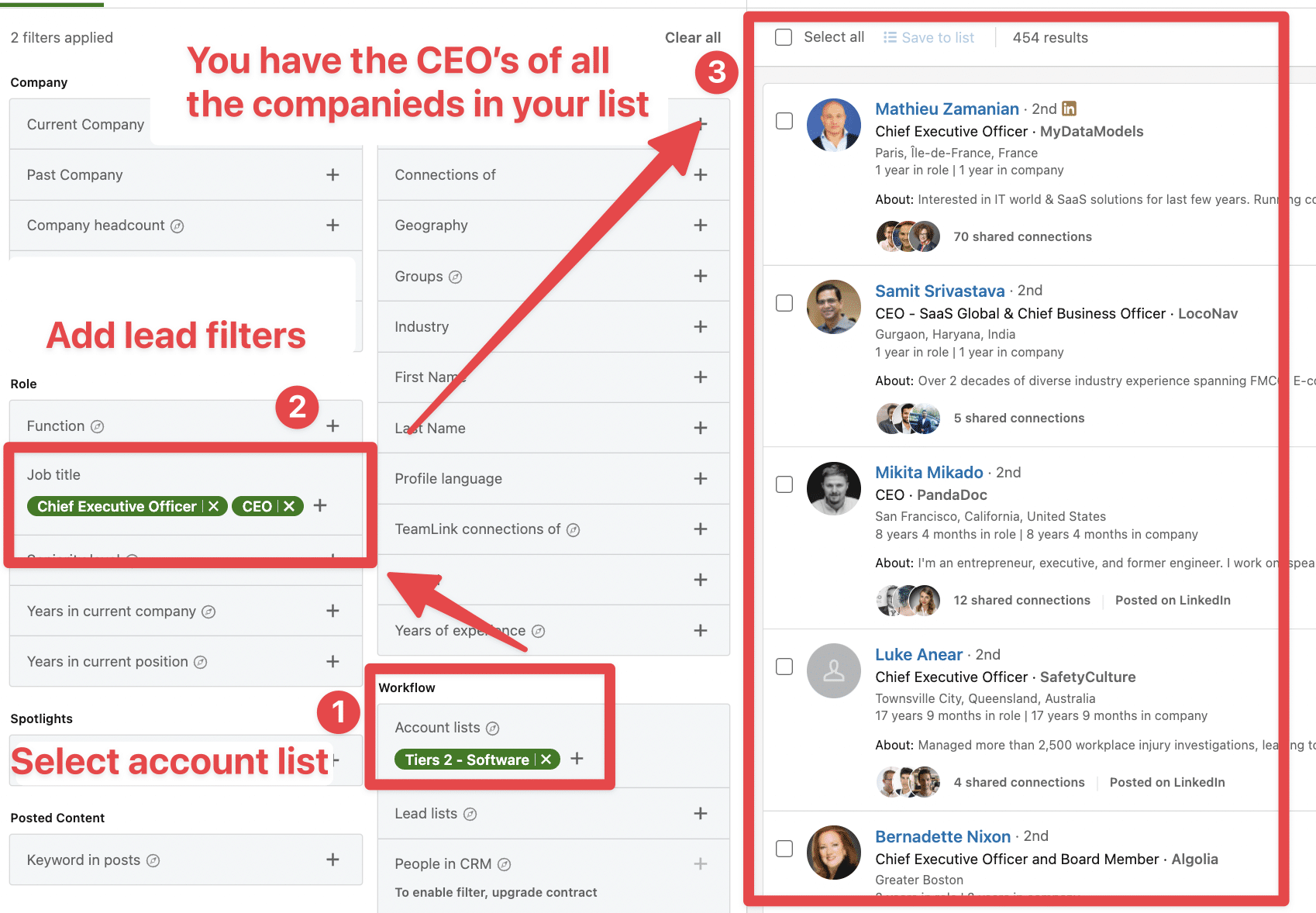 use lead filters with account list sales navigator 