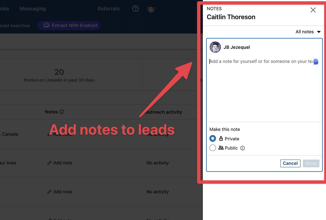 add notes to leads on linkedin sales navigator 