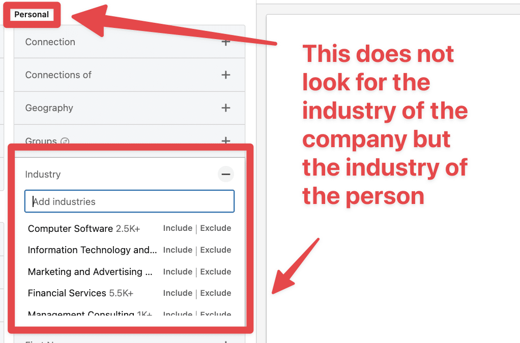 how to use the industry filter on sales navigator 