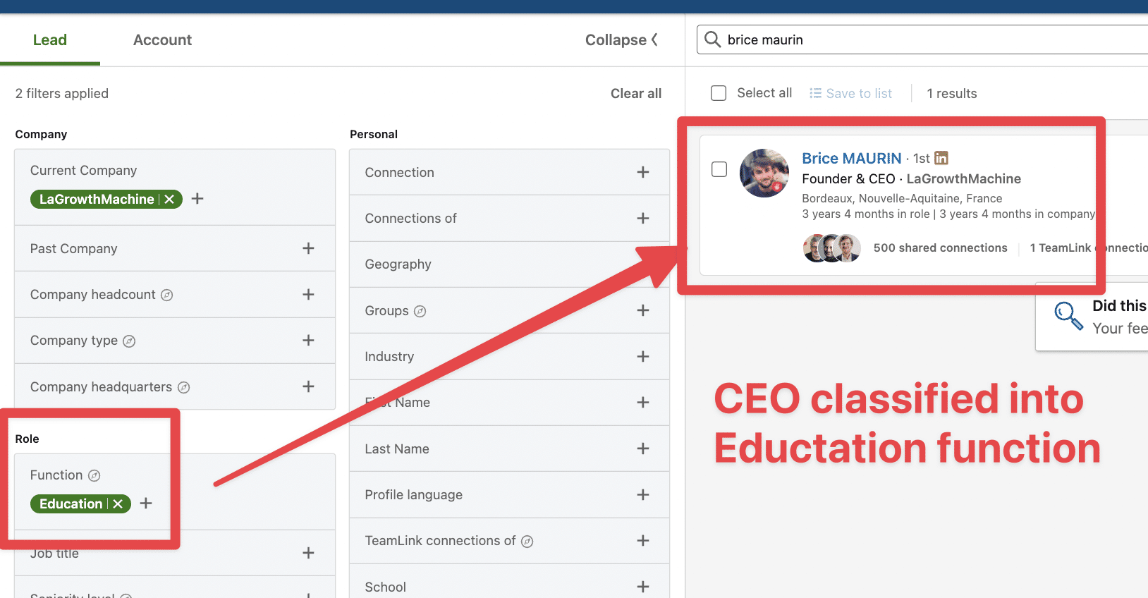 ceo classified as education