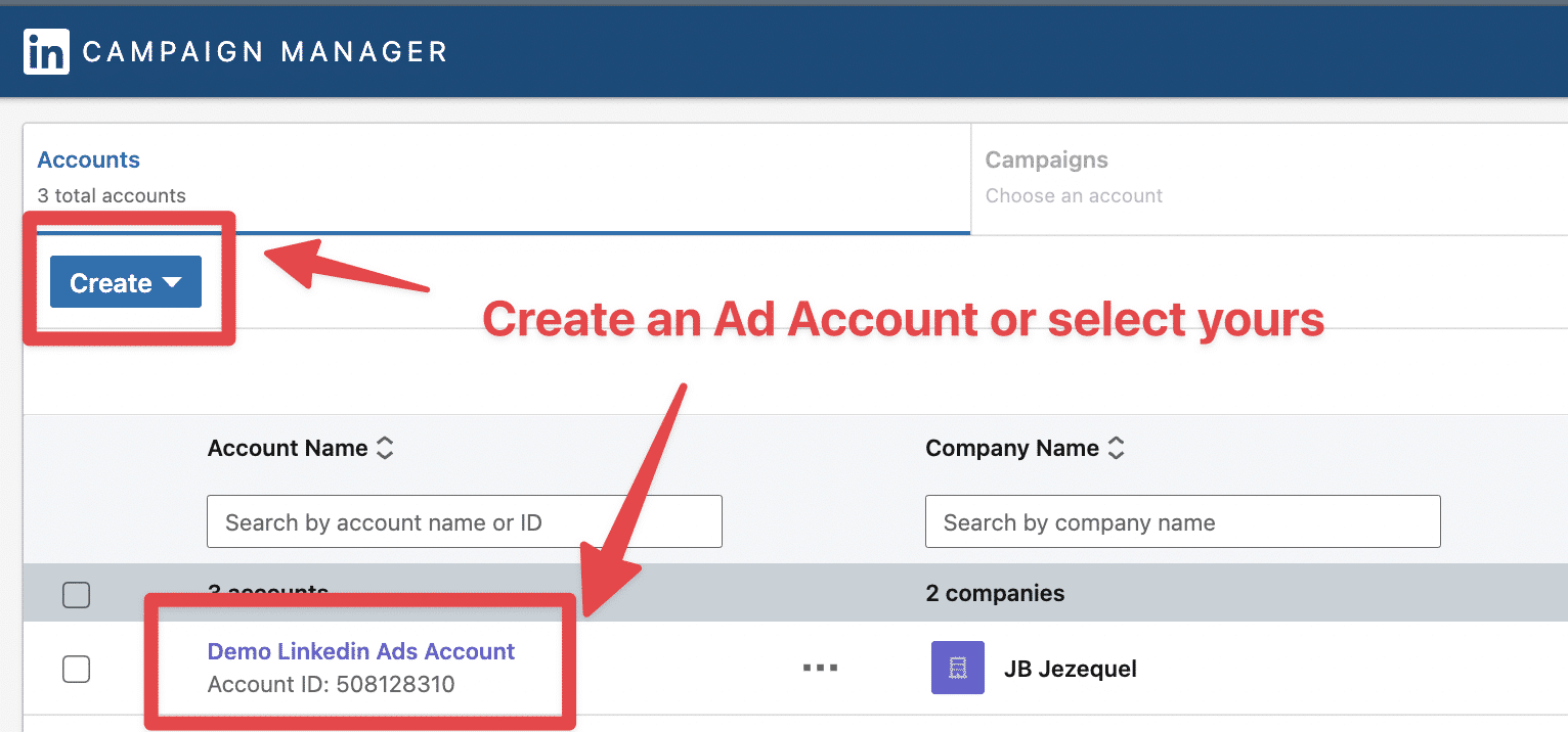 how to create an account on linkedin ads