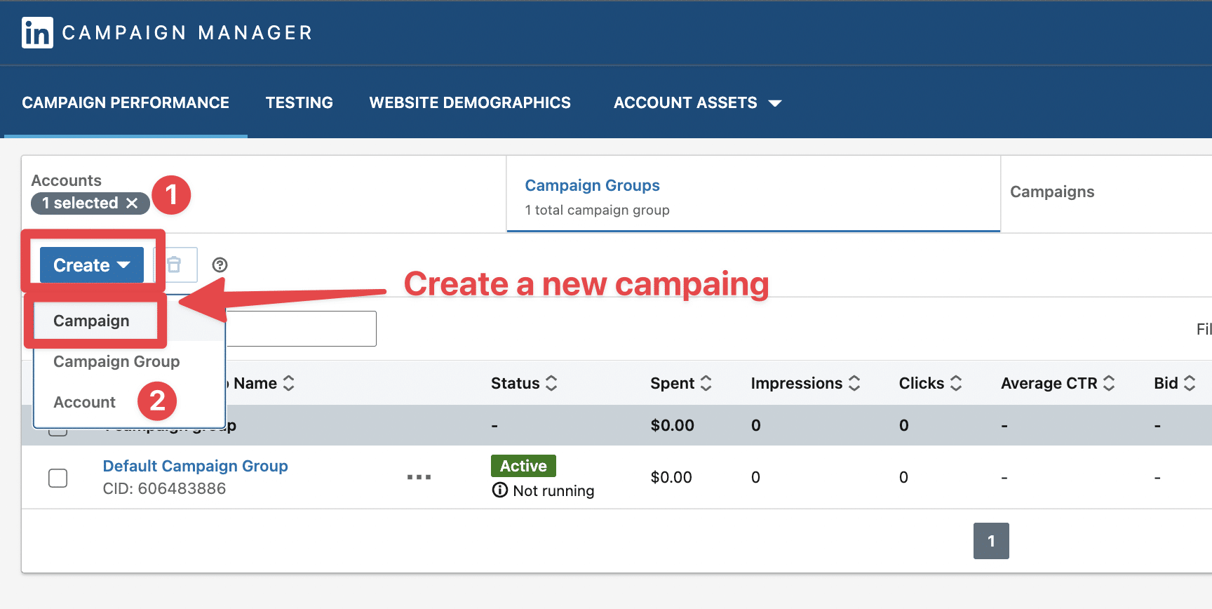 how to create a campaign on linkedin ads