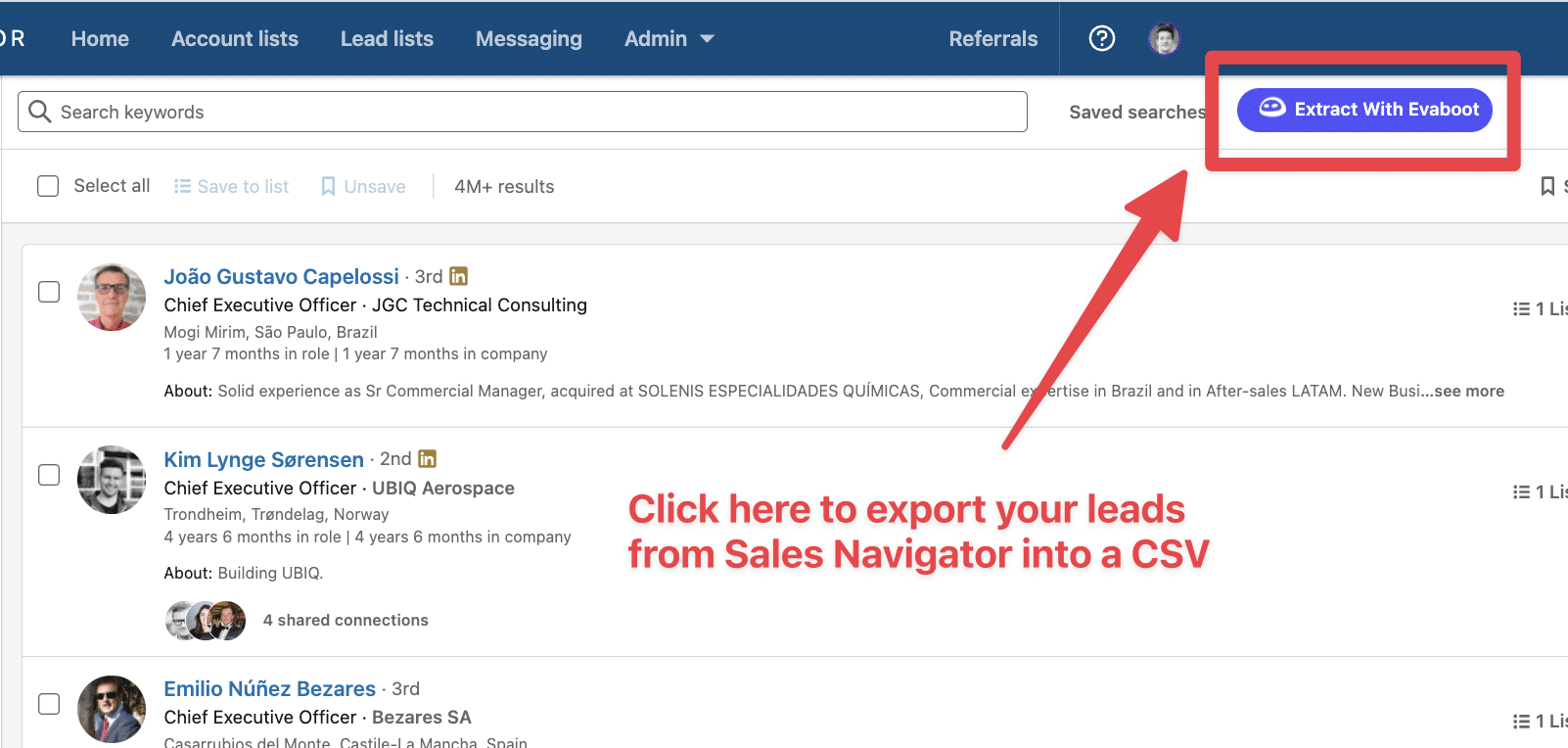 exporter les emails de sales navigator 