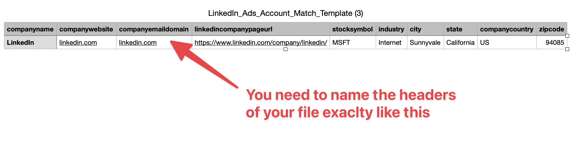 linkedin ads account list upload template