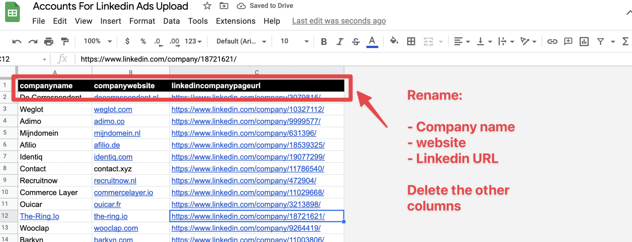 modify sales navigator extract template headers