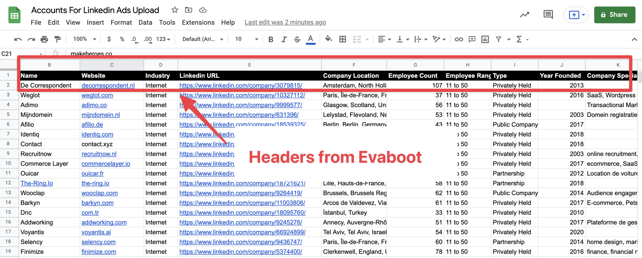 how to modify sales navigator extract to fit the template