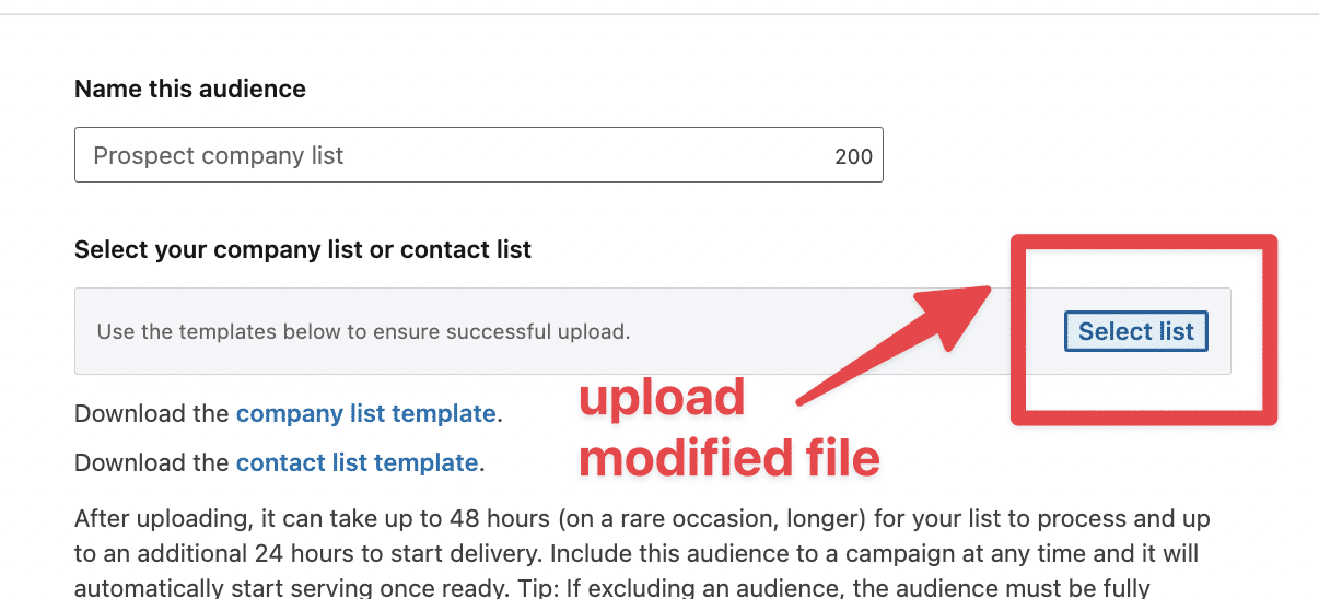 upload modified file on linkedin ads