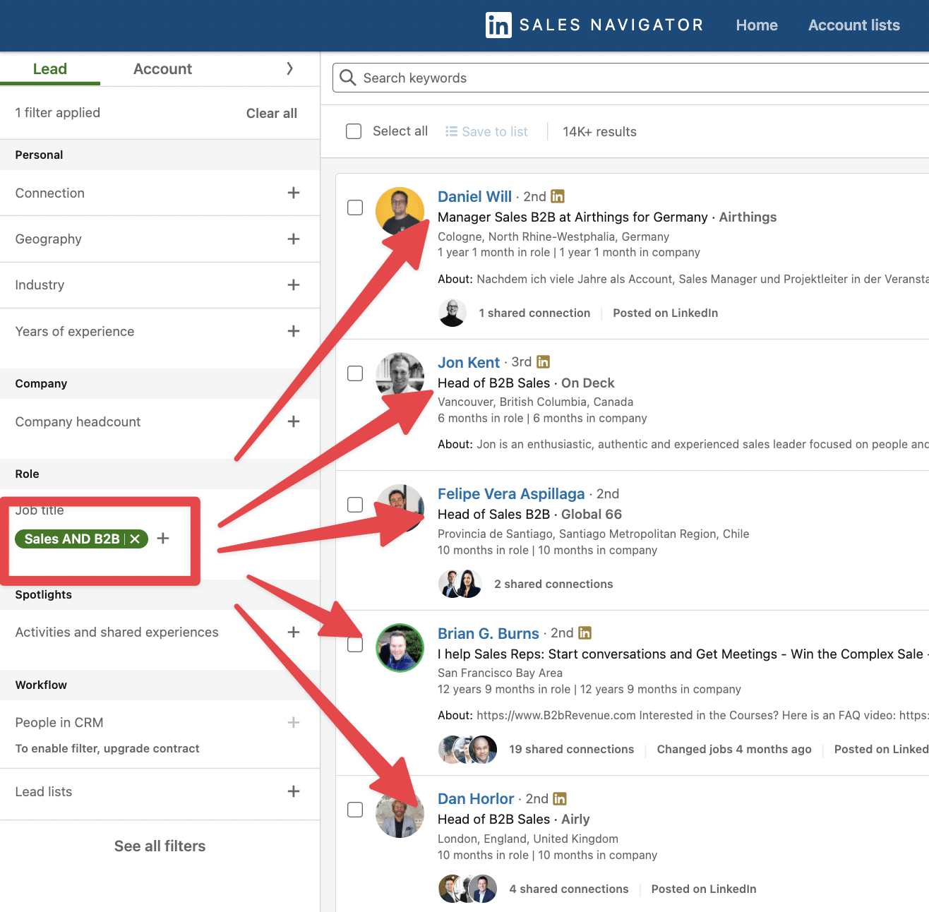 comment utiliser and dans la recherche booléene linkedin sales navigator 