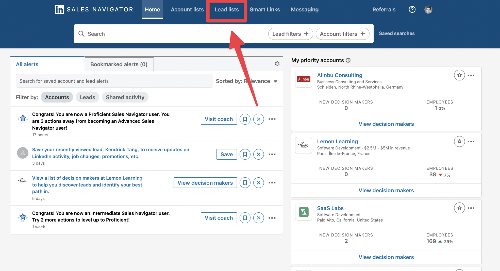 exporter les listes de leads de linkedin sales navigator