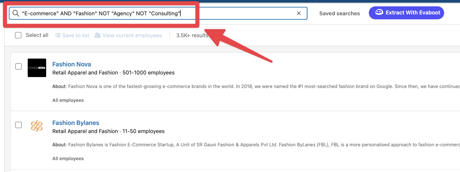 como encontrar empresas de comercio electronico en linkedin