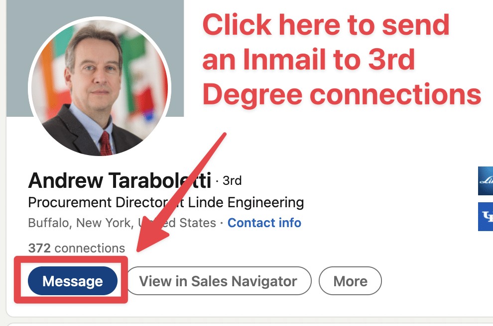 inmail third degree connection on linkedin