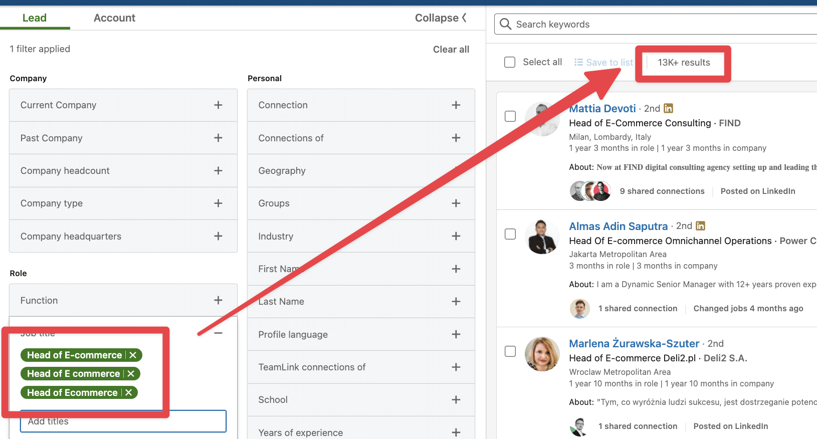 how to find e-commerce clients on linkedin