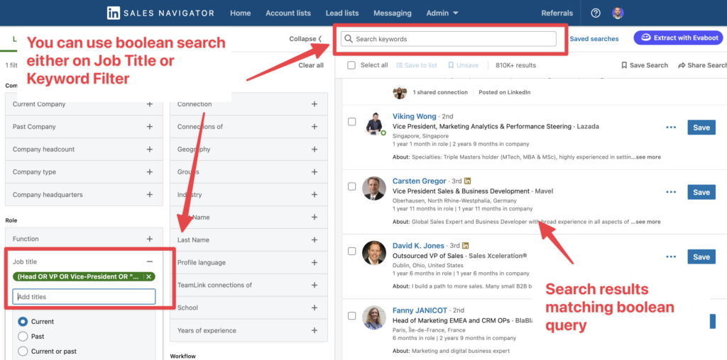 linkedin boolean search to build qualified lead lists