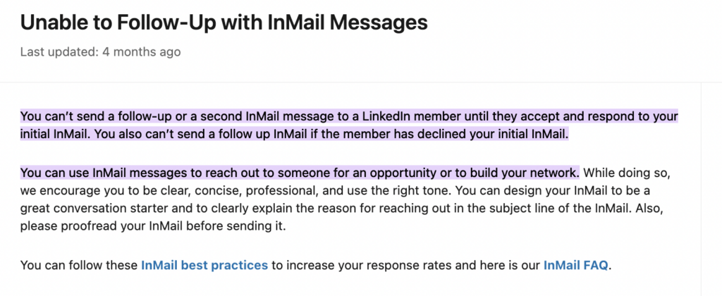 follow up email linkedin