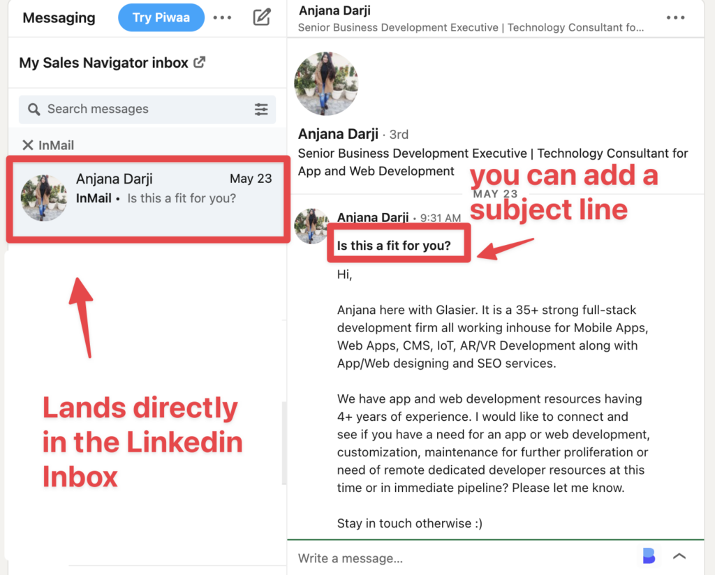 linkedin inmail vs email