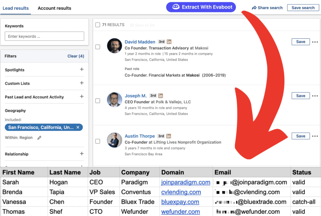 exporter liste de leads linkedin sales navigator vers excel ou csv