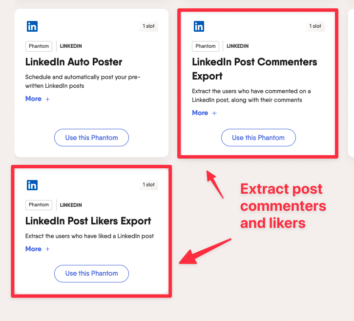 export linkedin post commenters likers