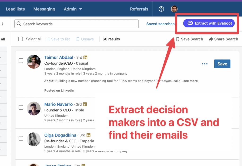 extract recruiting clients into csv