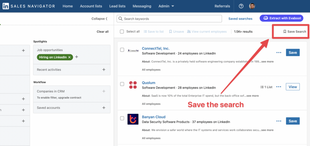 save account search linkedin sales navigator