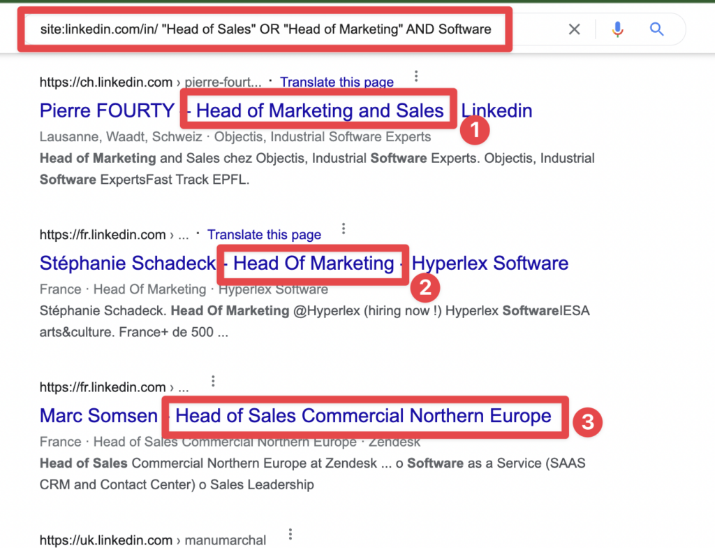 use boolean search on google to search linkedin profiles