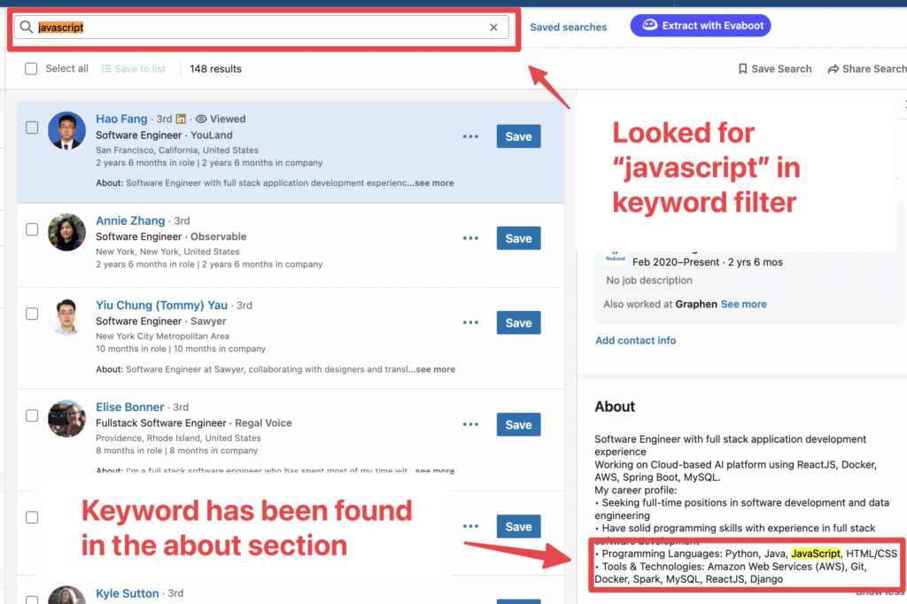 use keyword filter to find skills sales navigator