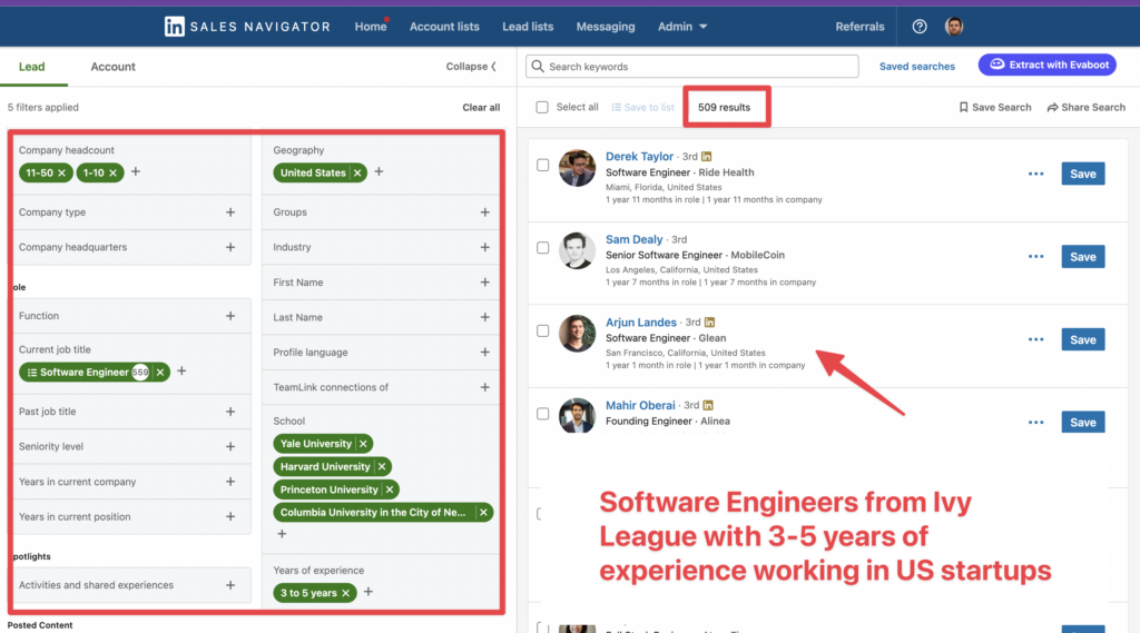 use sales navigator filters for sourcing recruiters