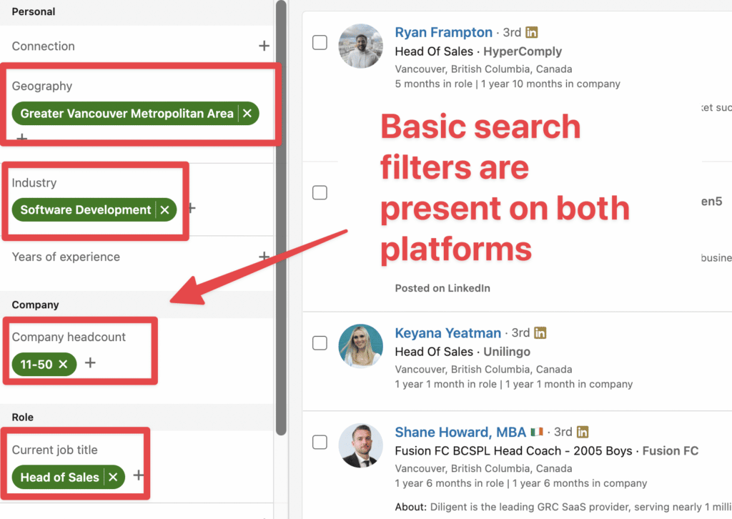 basic search filters linkedin recruiter and sales navigator