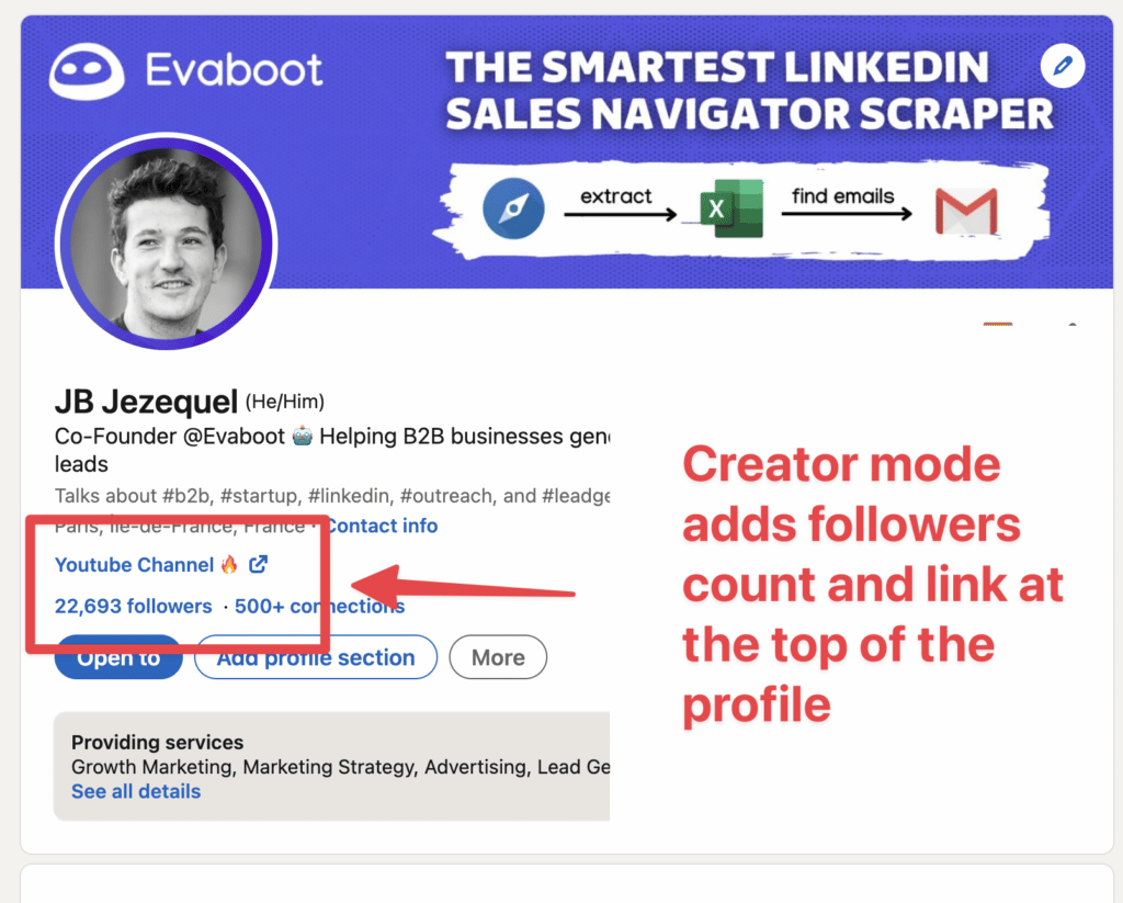 creator mode linkedin profile