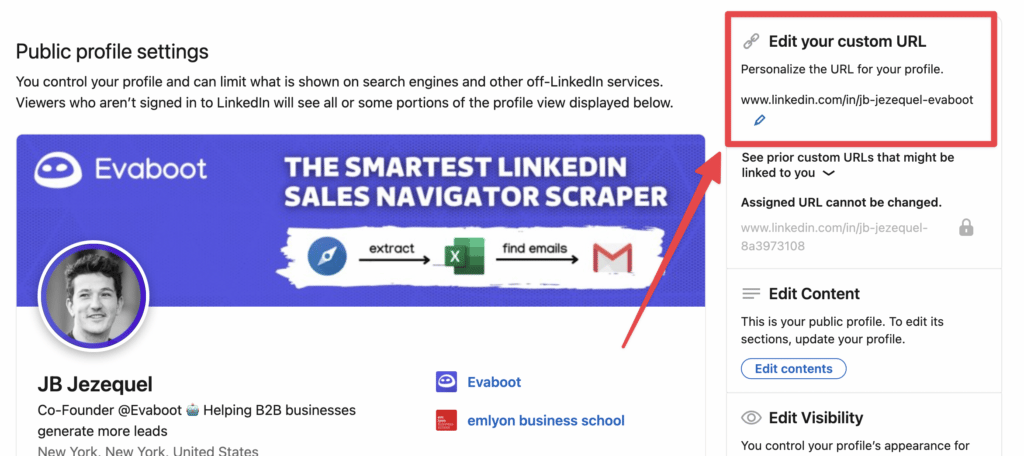 customize linkedin profile url