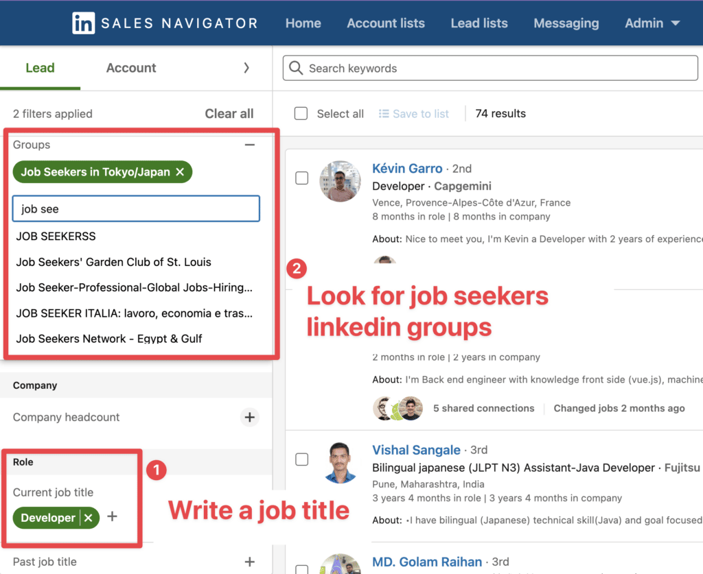 find job seekers groups linkedin