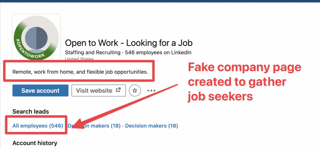 linkedin company page job seekers