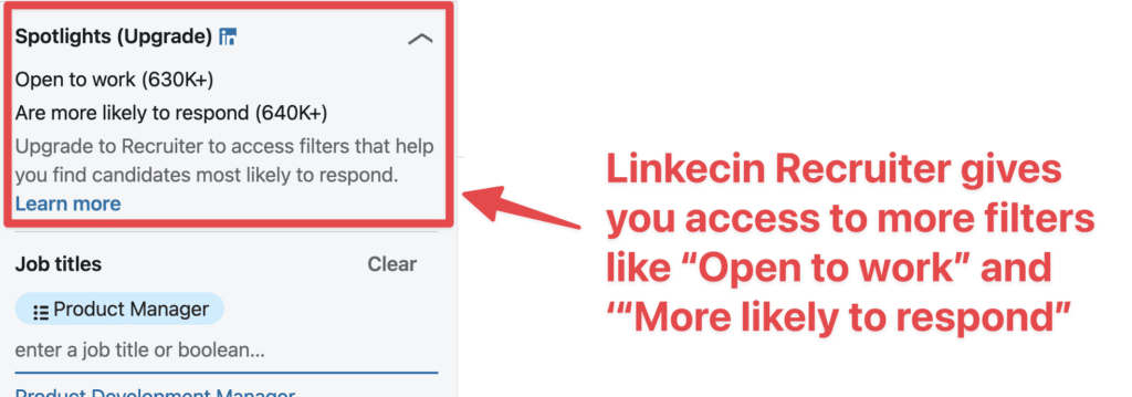 linkedin recruiter spotlight filters