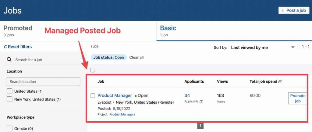 manage job post from recruiter linkedin