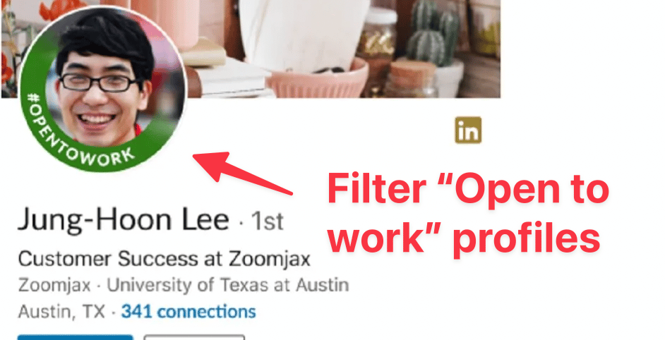 filtre open to work linkedin recruiter