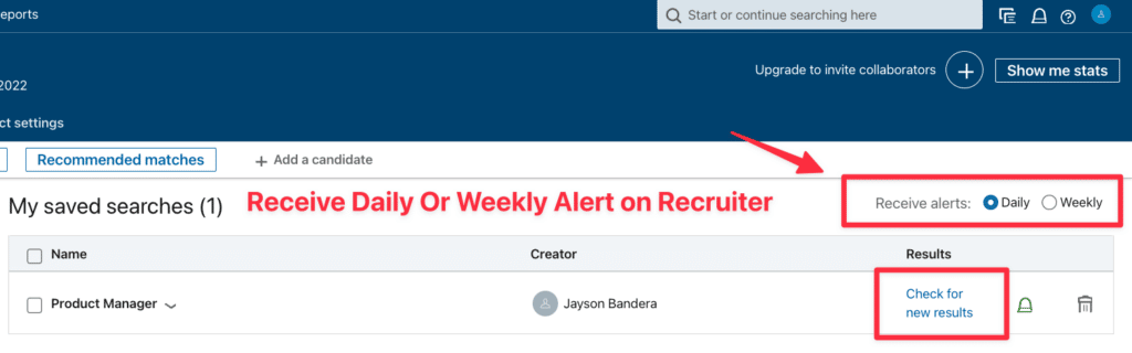 saved search feature linkedin recruiter