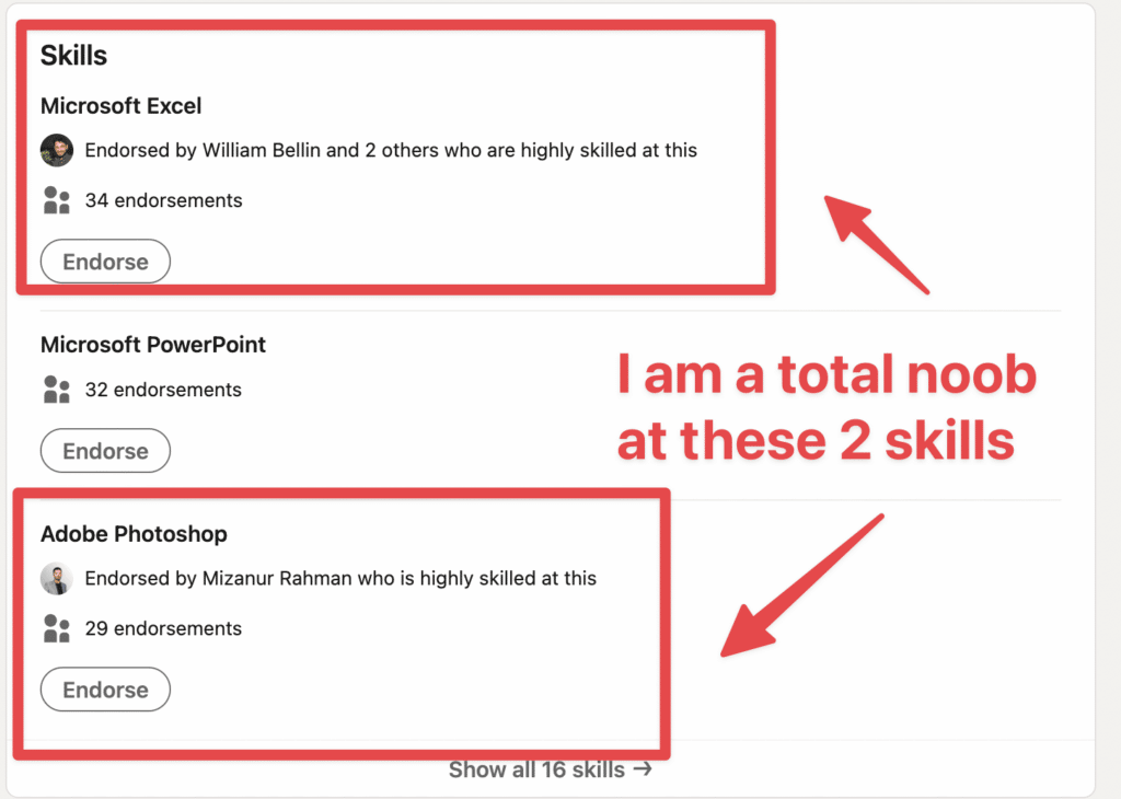 skills section linkedin profile