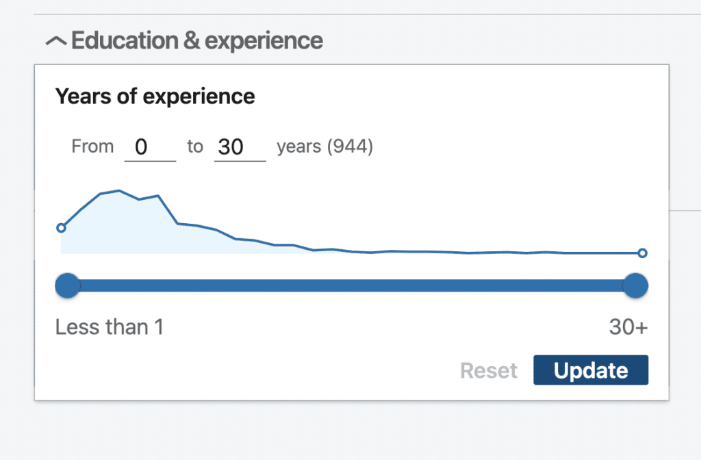 year of experience filter