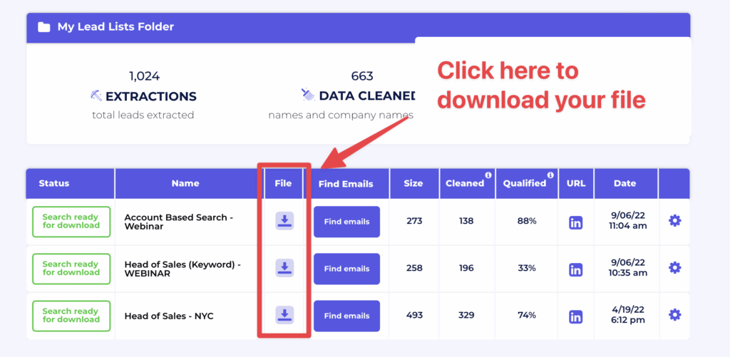 download sales navigator lead list