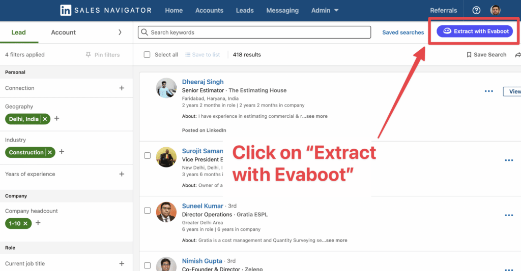 extract leads from linkedin sales navigator