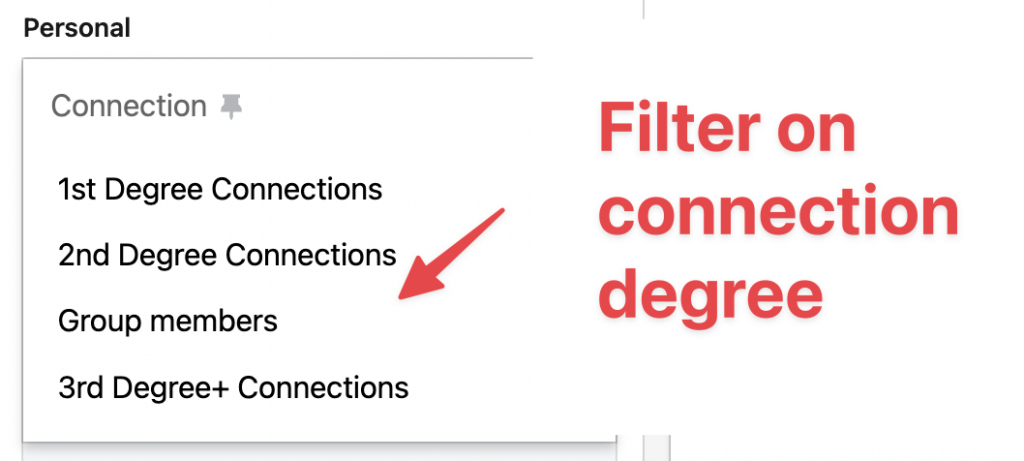 connection degree sales navigator filter