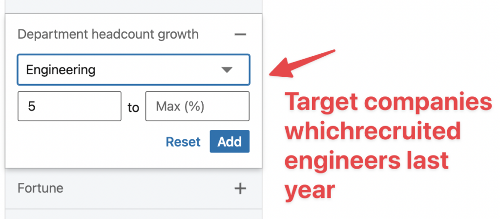 department headcount growth filter