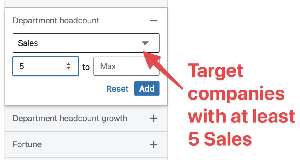 department headcount search filter