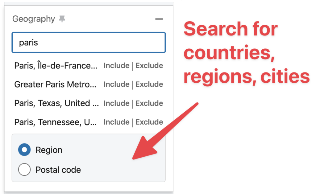 geography sales navigator filters