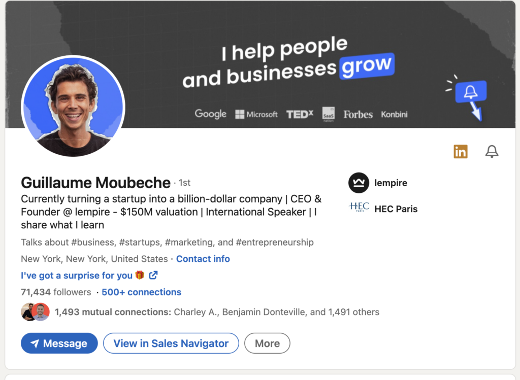 guillaume moubeche influencer su linkedin