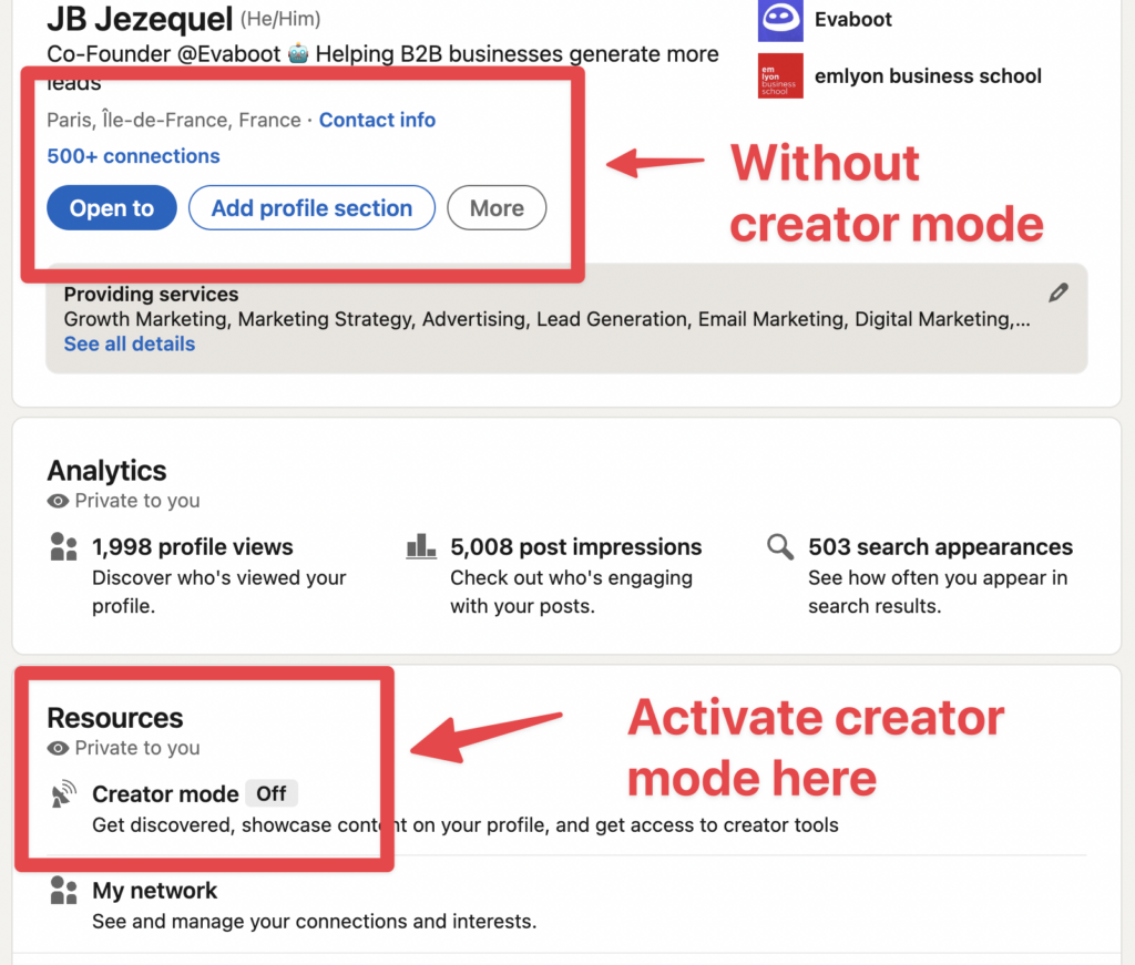 how to activate creator mode