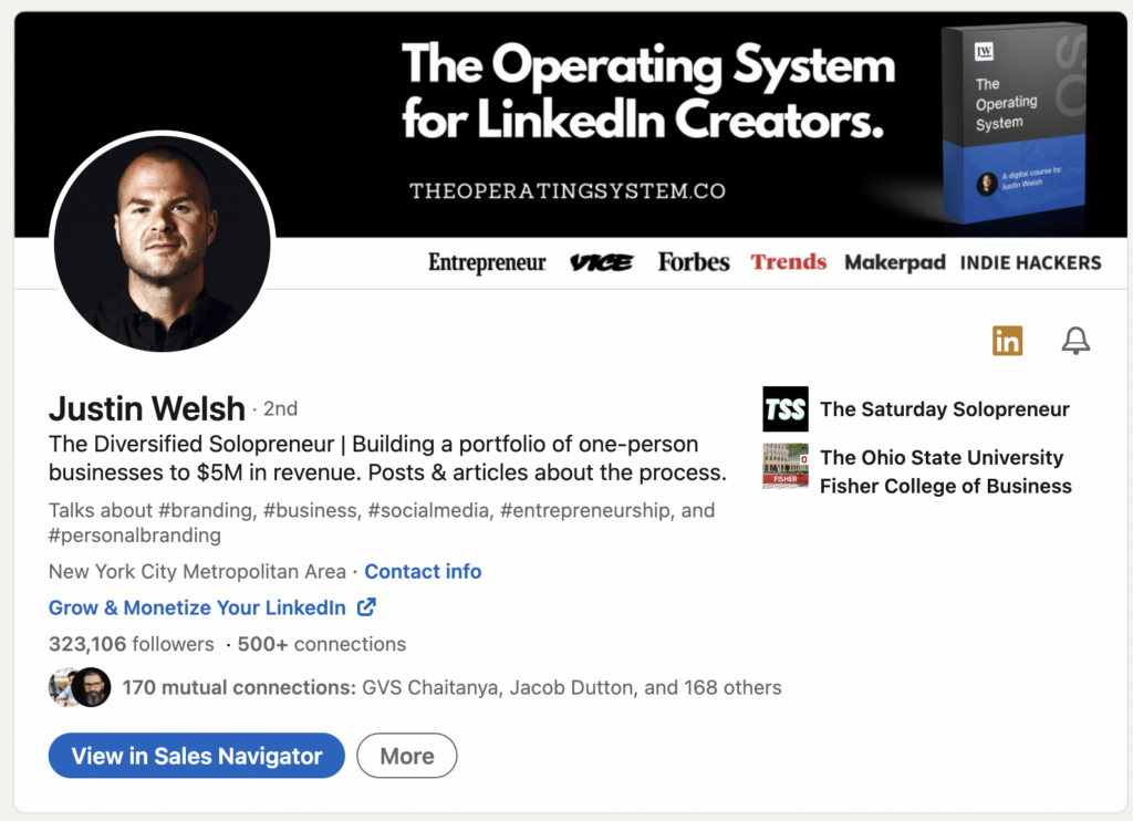 influenciador linkedin justin welsh